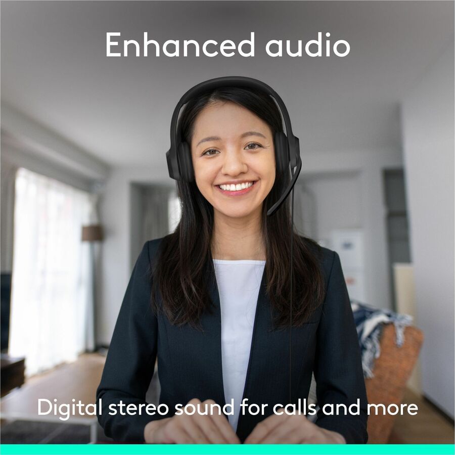Logitech H390 Wired Headset with Microphone – USB-C Over-the-Head Stereo Headphones for Calls and Music