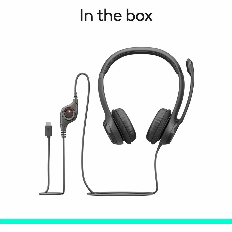 Logitech H390 Wired Headset with Microphone – USB-C Over-the-Head Stereo Headphones for Calls and Music