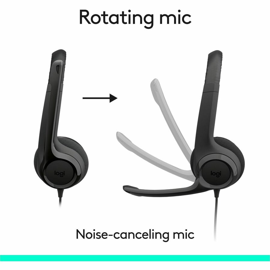 Logitech H390 Wired Headset with Microphone – USB-C Over-the-Head Stereo Headphones for Calls and Music