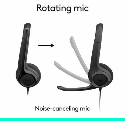 Logitech H390 Wired Headset with Microphone – USB-C Over-the-Head Stereo Headphones for Calls and Music