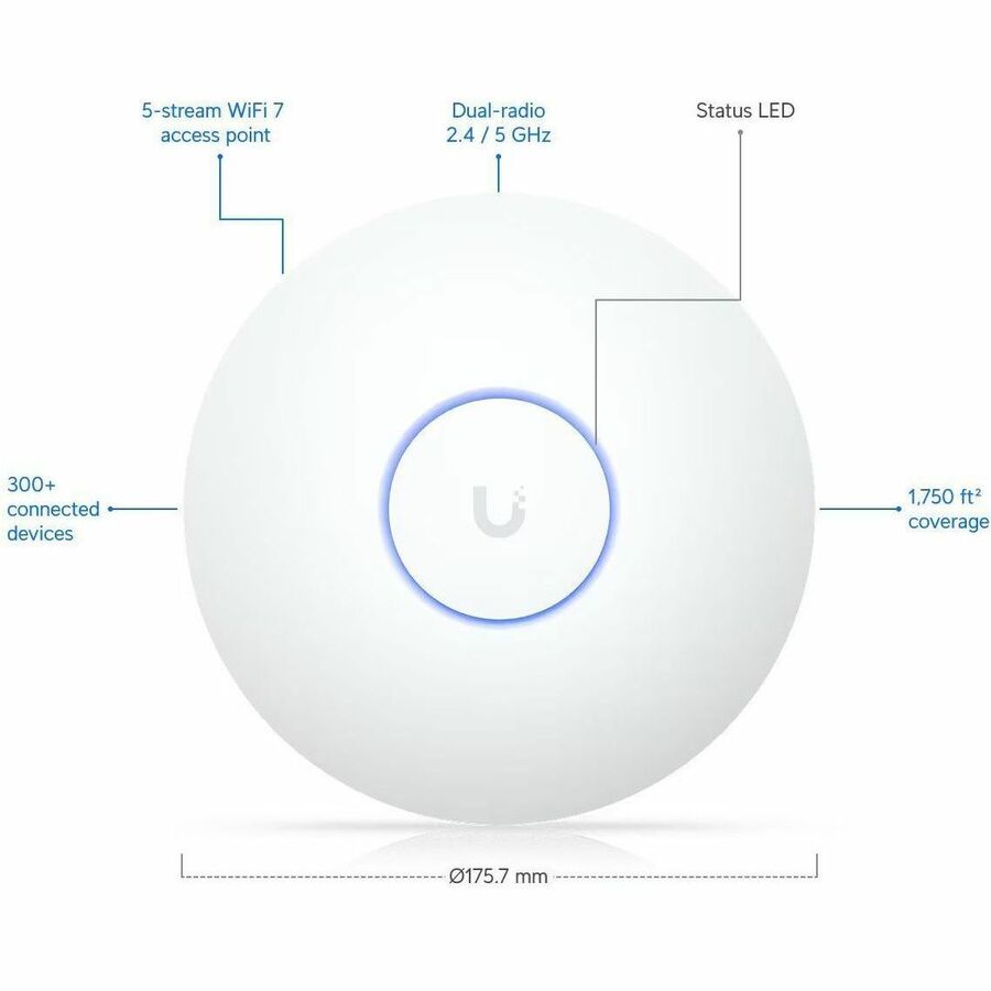 Ubiquiti U7 Long-Range Wi-Fi 7 Dual Band Wireless Access Point with 4.30 Gbps Speed