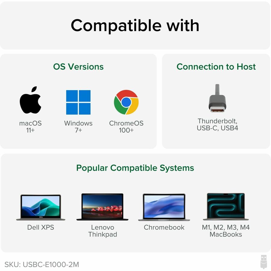 Plugable USB-C to Ethernet Cable USBC-E1000-2M – 6ft Gigabit Ethernet Adapter for USB-C Devices