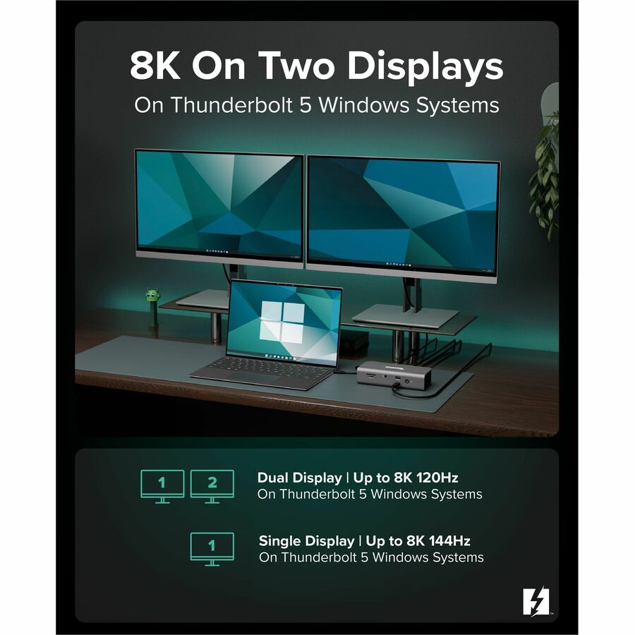 Plugable Technologies TBT-UDT3 Thunderbolt 5 Docking Station with 11-in-1 Connectivity and Dual 8K Support