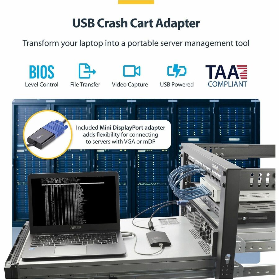 StarTech.com Portable Laptop Crash Cart Adapter with USB, VGA, and Mini DisplayPort for Instant Server Access