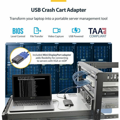 StarTech.com Portable Laptop Crash Cart Adapter with USB, VGA, and Mini DisplayPort for Instant Server Access