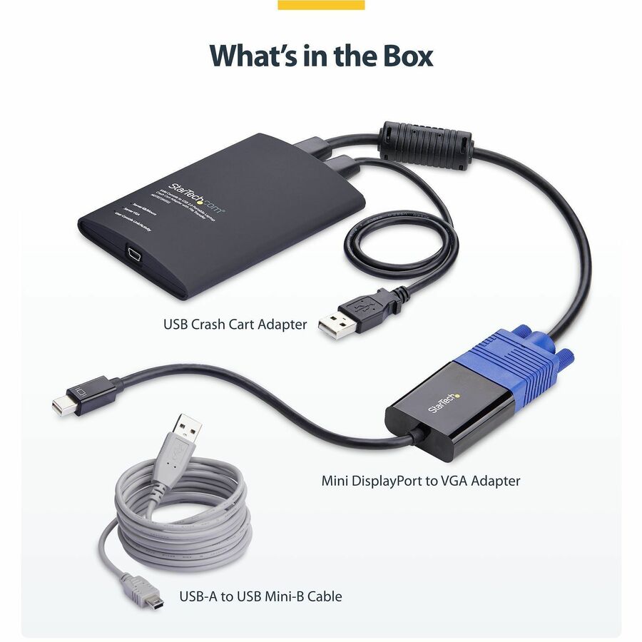StarTech.com Portable Laptop Crash Cart Adapter with USB, VGA, and Mini DisplayPort for Instant Server Access