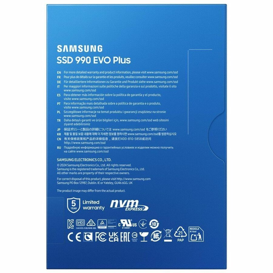 Samsung 990 EVO Plus MZ-V9S2T0 2TB NVMe M.2 SSD - High-Speed PCIe 5.0 Drive for PCs