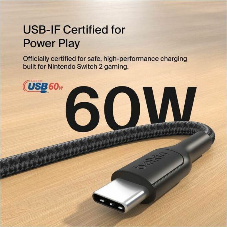 Belkin USB-C to USB-C Cable 60W for Nintendo Switch 2 – Fast Charging & Sustainable Design