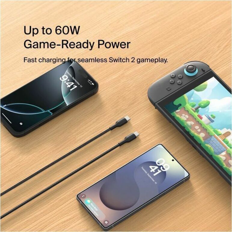 Belkin USB-C to USB-C Cable 60W for Nintendo Switch 2 – Fast Charging & Sustainable Design