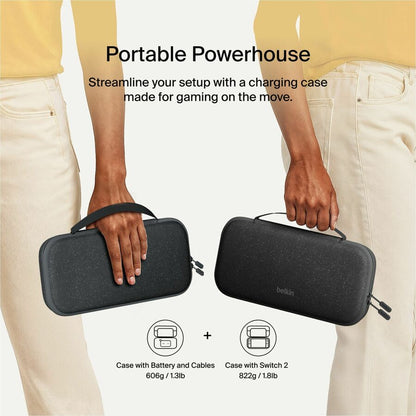 Belkin Charging Case for Nintendo Switch 2 - Charcoal with Power Bank and Storage