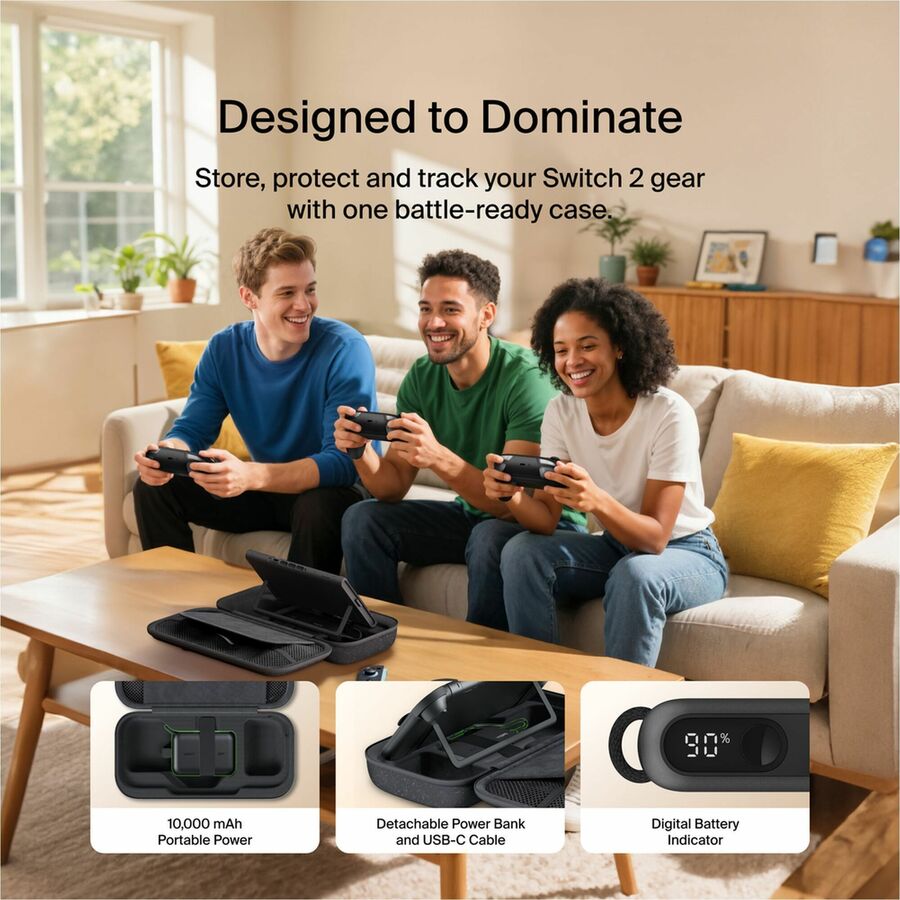 Belkin Charging Case for Nintendo Switch 2 - Charcoal with Power Bank and Storage