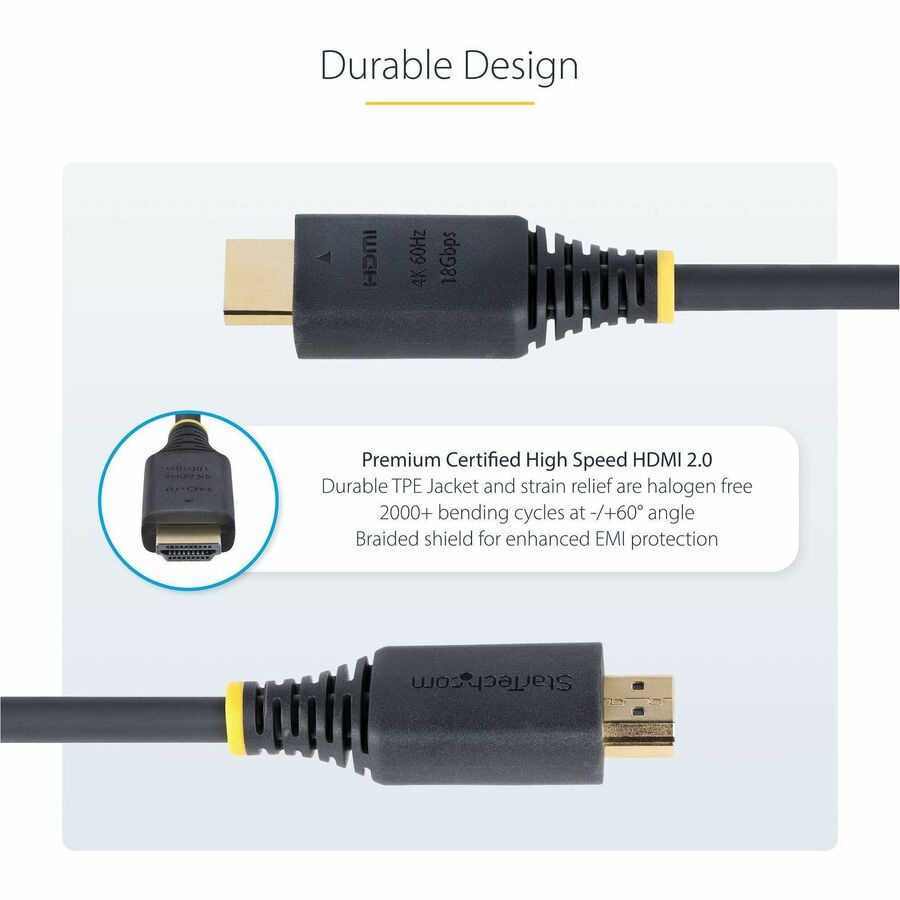 StarTech.com 2m (6.6ft) Premium Certified HDMI 2.0 Cable for 4K UHD and High-Refresh Rate Displays