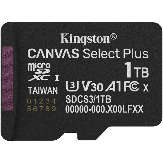 Kingston Canvas Select Plus 1TB microSDXC Card – High-Speed UHS-I Storage for Android & Cameras