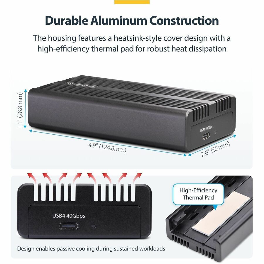 StarTech.com M.2 NVMe Enclosure 1USB4-NVME-ENCLOSURE - Ultra-Fast USB4/Thunderbolt External SSD Case