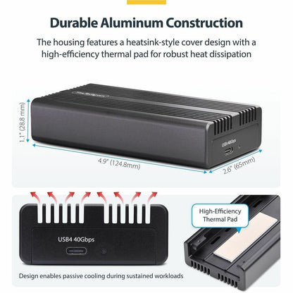 StarTech.com M.2 NVMe Enclosure 1USB4-NVME-ENCLOSURE - Ultra-Fast USB4/Thunderbolt External SSD Case
