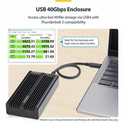StarTech.com M.2 NVMe Enclosure 1USB4-NVME-ENCLOSURE - Ultra-Fast USB4/Thunderbolt External SSD Case