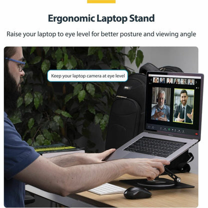 StarTech.com Rotating Laptop Stand with Adjustable Height and 360° Swivel - Ergonomic Aluminum Desk Riser for Up to 11 lbs