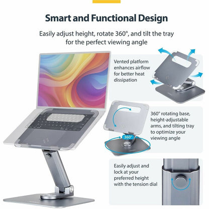 StarTech.com Telescopic Laptop Stand with 360° Swivel and Adjustable Height