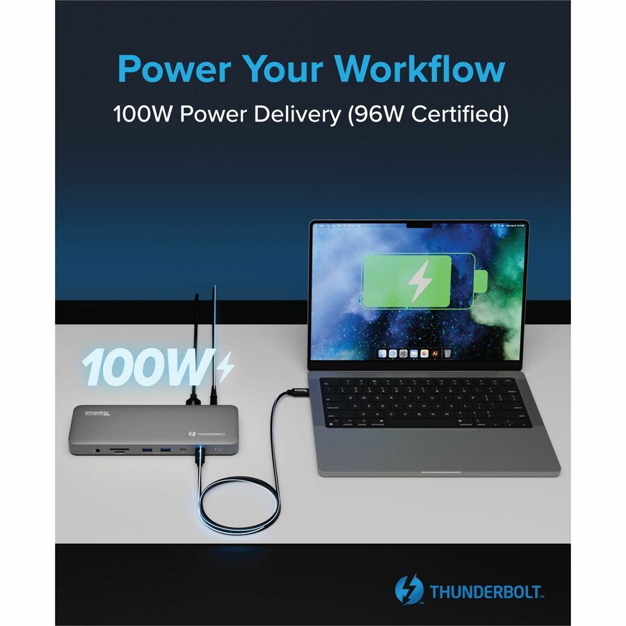 Plugable Technologies TBT-UDM Thunderbolt 4 Dock for MacBook Air & Pro with 13-in-1 Connectivity and 100W Power Delivery