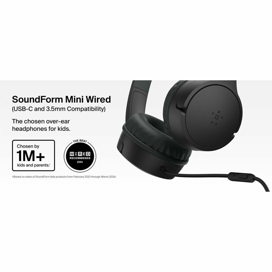 Belkin SoundForm Mini New Wired On-Ear Headphones for Kids with Safe Sound Technology