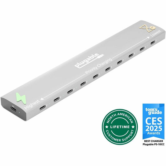 Plugable PS-10CC USB-C 10-Port Charging Station with 140W GaN Wall Charger and 240W USB4 Cable