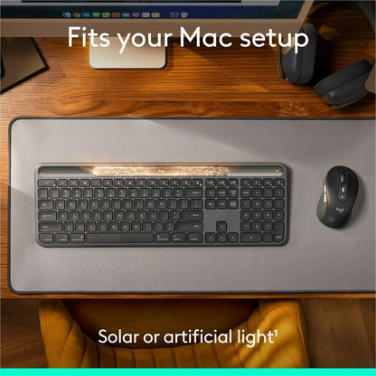 Logitech Signature Slim Solar+ Keyboard for Mac – Solar & Artificial Light Powered, Bluetooth Connectivity, Durable Battery with Customizable Action Key