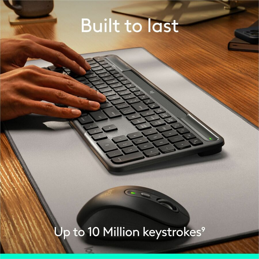 Logitech Signature Slim Solar+ Keyboard for Mac – Solar & Artificial Light Powered, Bluetooth Connectivity, Durable Battery with Customizable Action Key