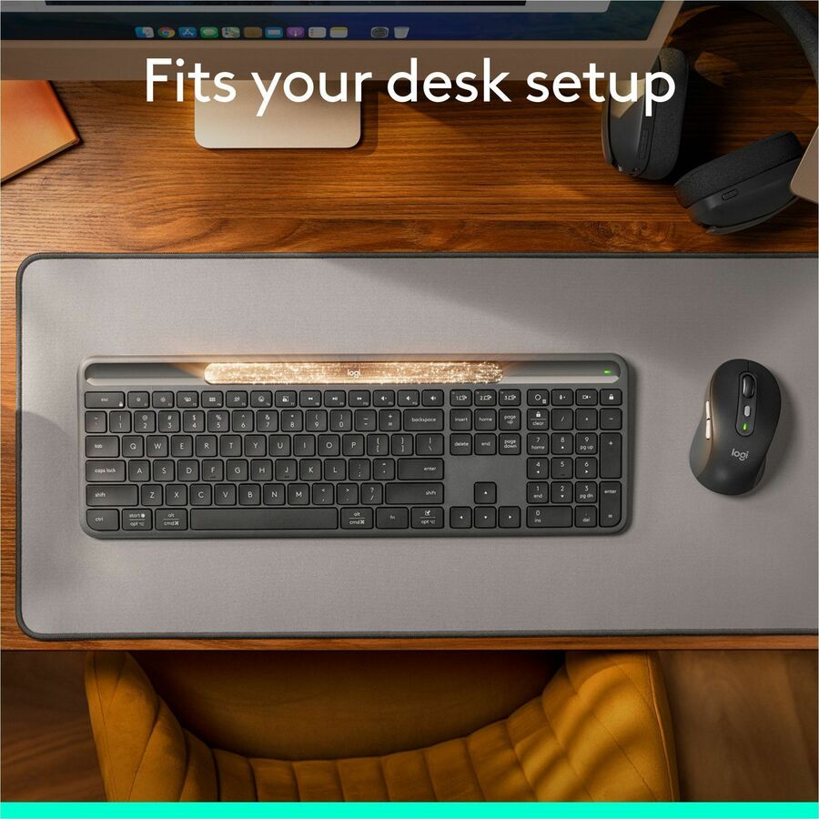 Logitech Signature Slim Solar+ Wireless Keyboard – Solar & Artificial Light Powered, Long-Lasting Battery, Bluetooth Connectivity, Graphite