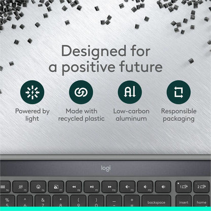 Logitech Signature Slim Solar+ Wireless Keyboard – Solar & Artificial Light Powered, Long-Lasting Battery, Bluetooth Connectivity, Graphite