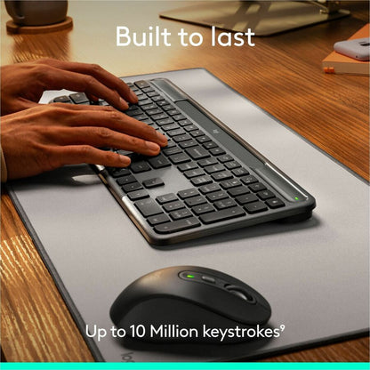 Logitech Signature Slim Solar+ Wireless Keyboard – Solar & Artificial Light Powered, Long-Lasting Battery, Bluetooth Connectivity, Graphite