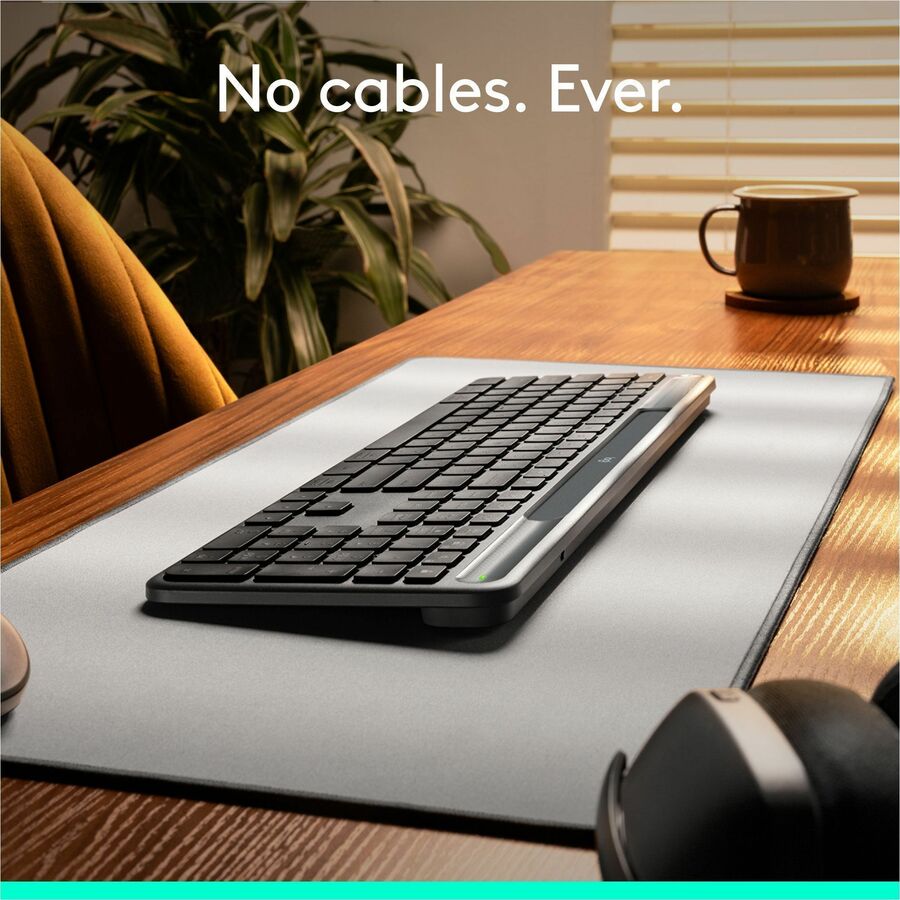 Logitech Signature Slim Solar+ Wireless Keyboard – Solar & Artificial Light Powered, Long-Lasting Battery, Bluetooth Connectivity, Graphite