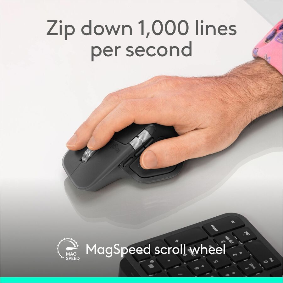 Logitech MX Master 4 for Business Wireless Mouse - Darkfield Laser Sensor, Quiet Clicks, MagSpeed Scrolling, Logi Bolt Receiver, Graphite