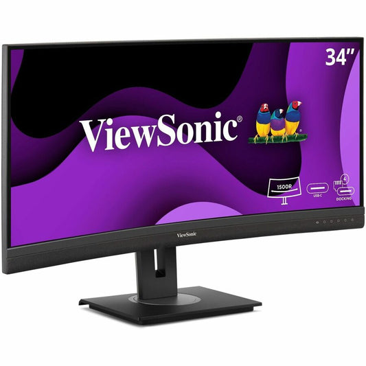 ViewSonic VG3456CA 34-Inch Ultrawide Curved Monitor with USB-C Docking and Ergonomic Stand