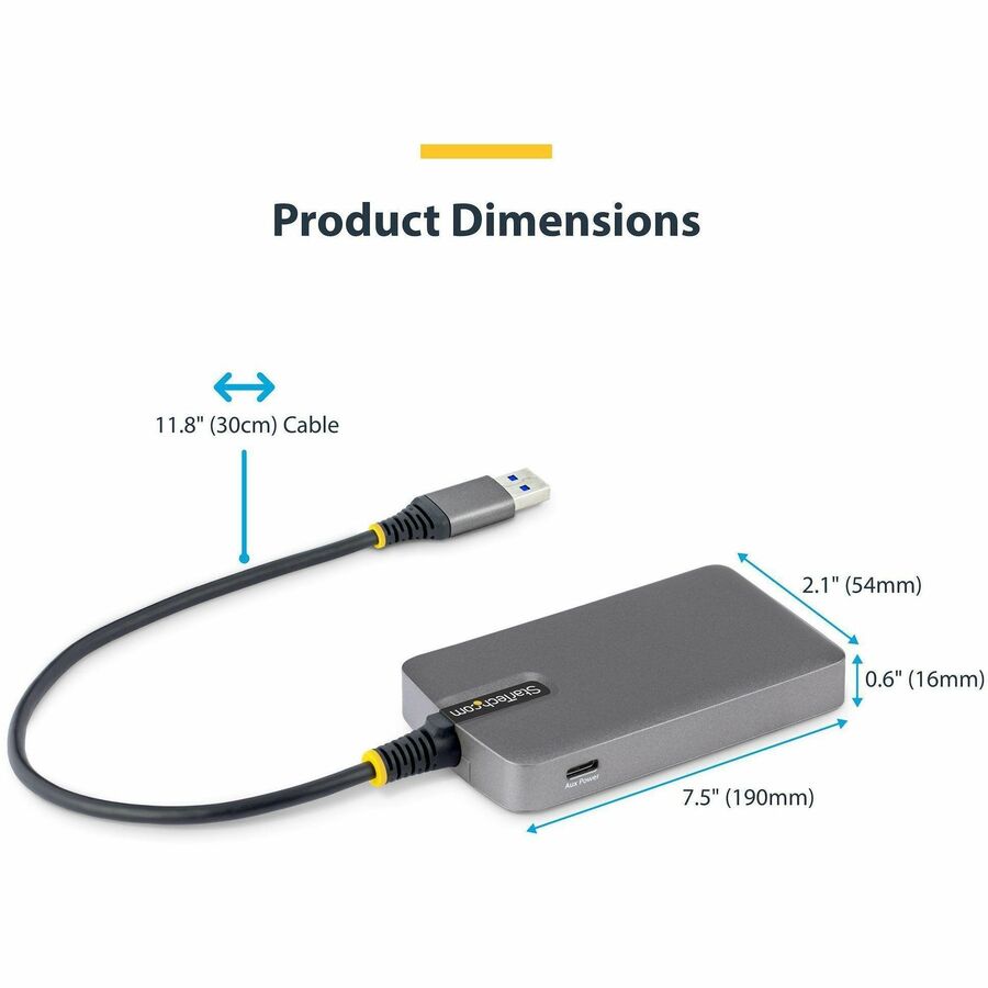 StarTech.com 4-Port USB-A Hub with 5Gbps Data Transfer, Bus-Powered, Space Gray