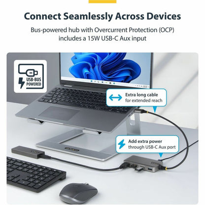 StarTech.com 4-Port USB-A Hub with 5Gbps Data Transfer, Bus-Powered, Space Gray