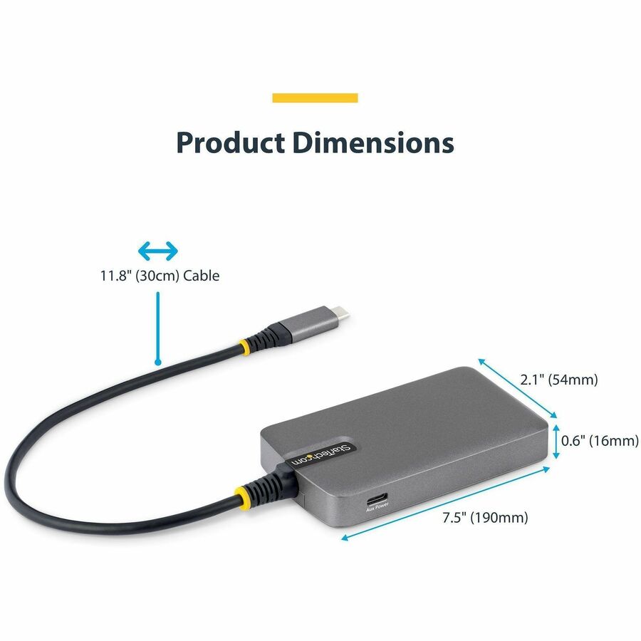 StarTech.com 4-Port USB-C Hub with 5Gbps Data Transfer and Auxiliary Power