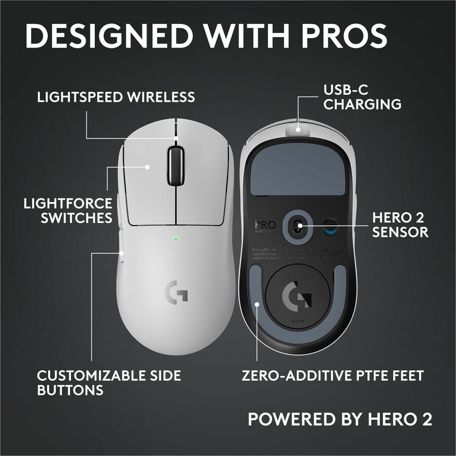 Logitech G PRO X SUPERLIGHT 2c Wireless Gaming Mouse – Compact 51g Mouse with HERO 2 Sensor, 44,000 DPI, USB-C Charging, and 5 Programmable Buttons