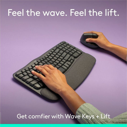 Logitech Wave Keys & Lift Vertical Mouse Combo - Ergonomic Wireless Keyboard and Mouse for Comfortable Workspaces