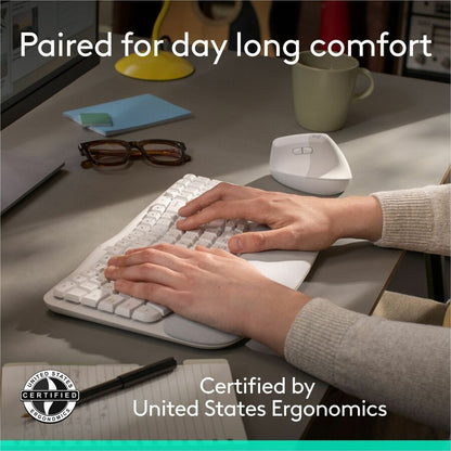Logitech Wave Keys & Lift Vertical Mouse Combo – Ergonomic Wireless Keyboard and Mouse Set with Cushioned Palm Rest for Comfortable Workstations