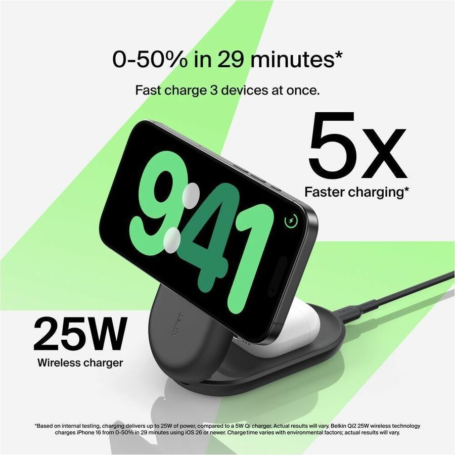 Belkin UltraCharge 3-in-1 Foldable Magnetic Charger with Qi2 25W for iPhone and Apple Devices