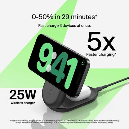 Belkin UltraCharge 3-in-1 Foldable Magnetic Charger with Qi2 25W for iPhone and Apple Devices
