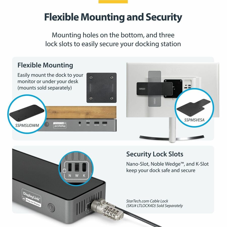 StarTech.com Triple-Monitor USB-C Docking Station with 140W Laptop Charging for MacBook Pro & Windows - 4K 60Hz, Space Gray