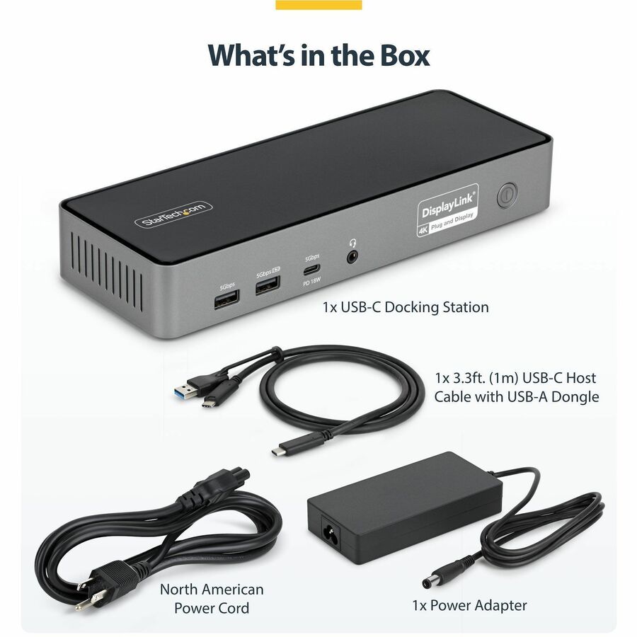 StarTech.com Triple-Monitor USB-C Docking Station with 140W Laptop Charging for MacBook Pro & Windows - 4K 60Hz, Space Gray