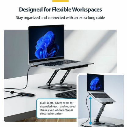 StarTech.com 4-Port USB-A Hub (Part H5A4A-USB-HUB-2) – 5Gbps, Bus-Powered, Compact Portable Design with 2ft Cable