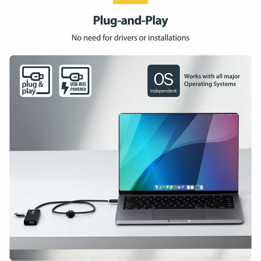 StarTech.com 4-Port USB-C Hub with 5Gbps Transfer Speed and Bus-Powered Design