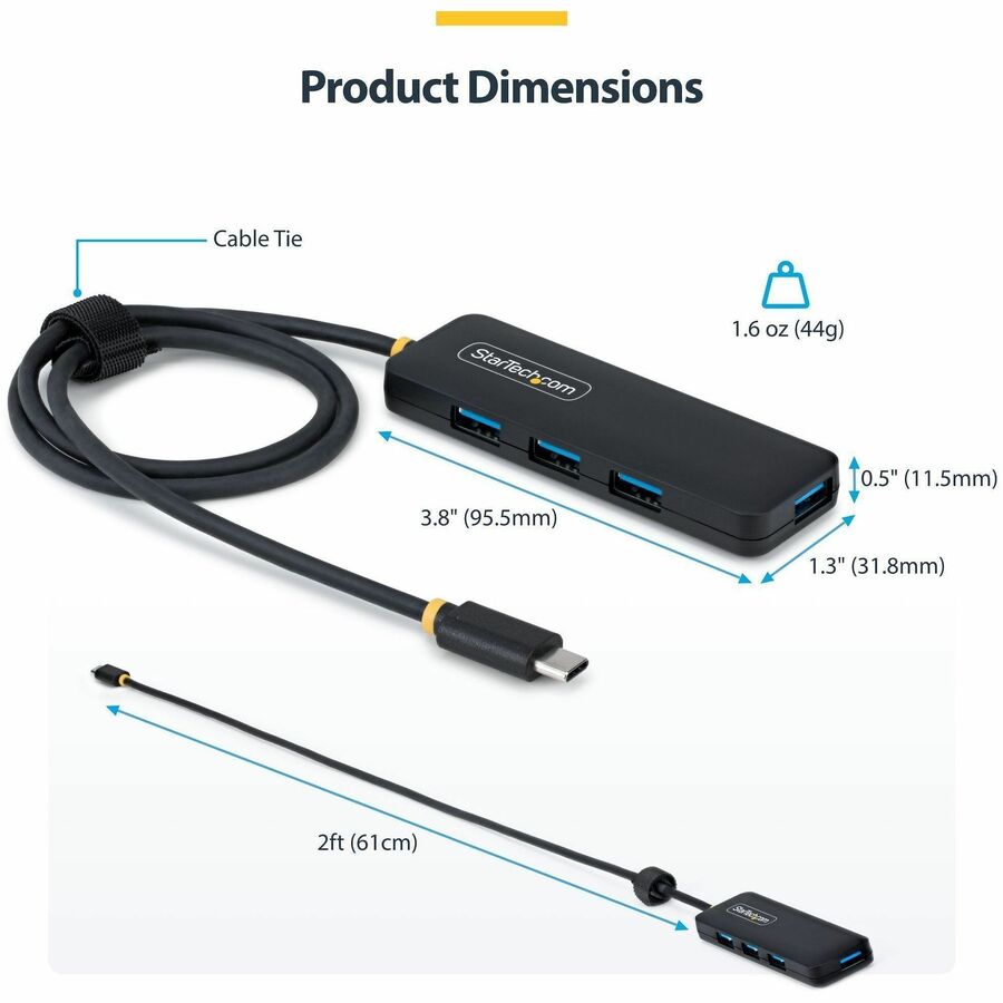 StarTech.com 4-Port USB-C Hub with 5Gbps Transfer Speed and Bus-Powered Design
