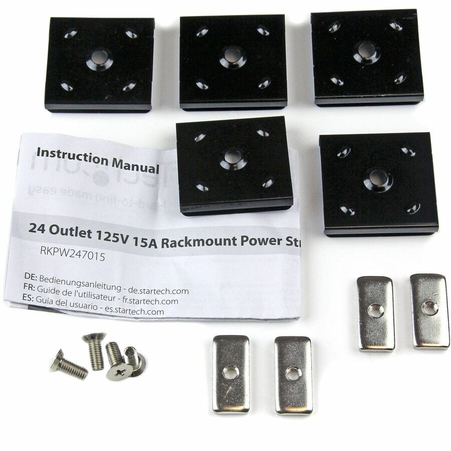 StarTech.com RKPW247015 24 Outlet Power Strip for Rackmount Equipment, 0U, 120V, 10 ft Cord