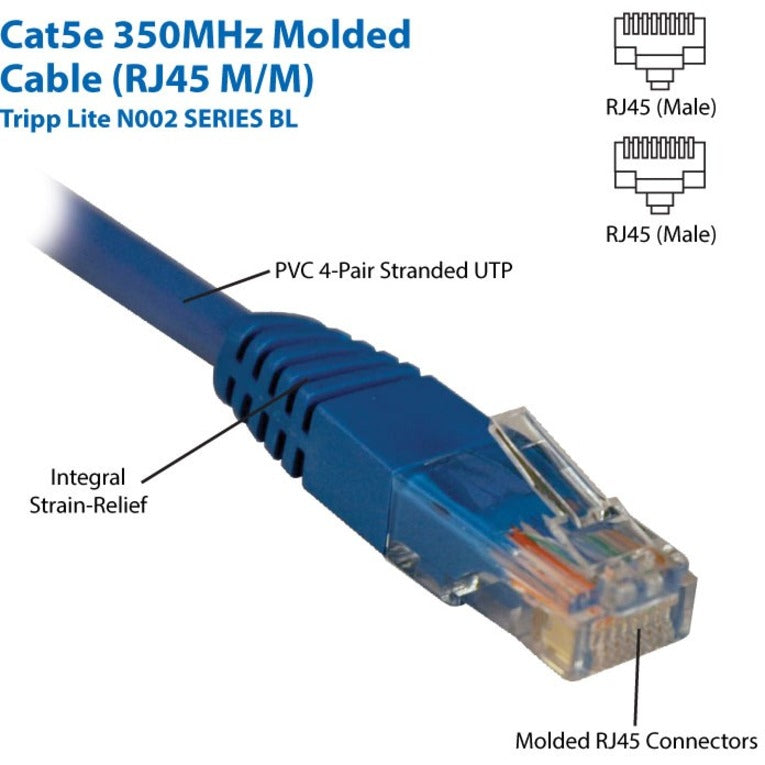 Eaton Tripp Lite Series Cat5e 1 ft. Blue Molded UTP Ethernet Patch Cable (RJ45 Male to Male) - 350 MHz / 1 Gbps