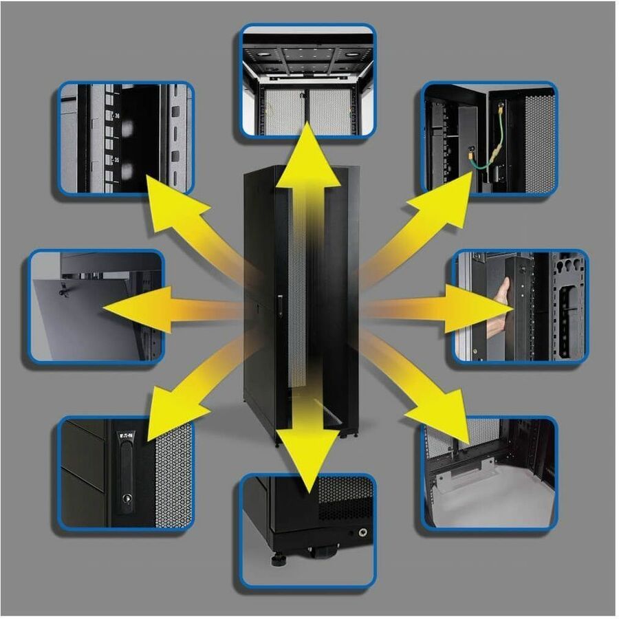 Eaton Tripp Lite Series SmartRack 42U Server Enclosure Cabinet with Doors and Side Panels