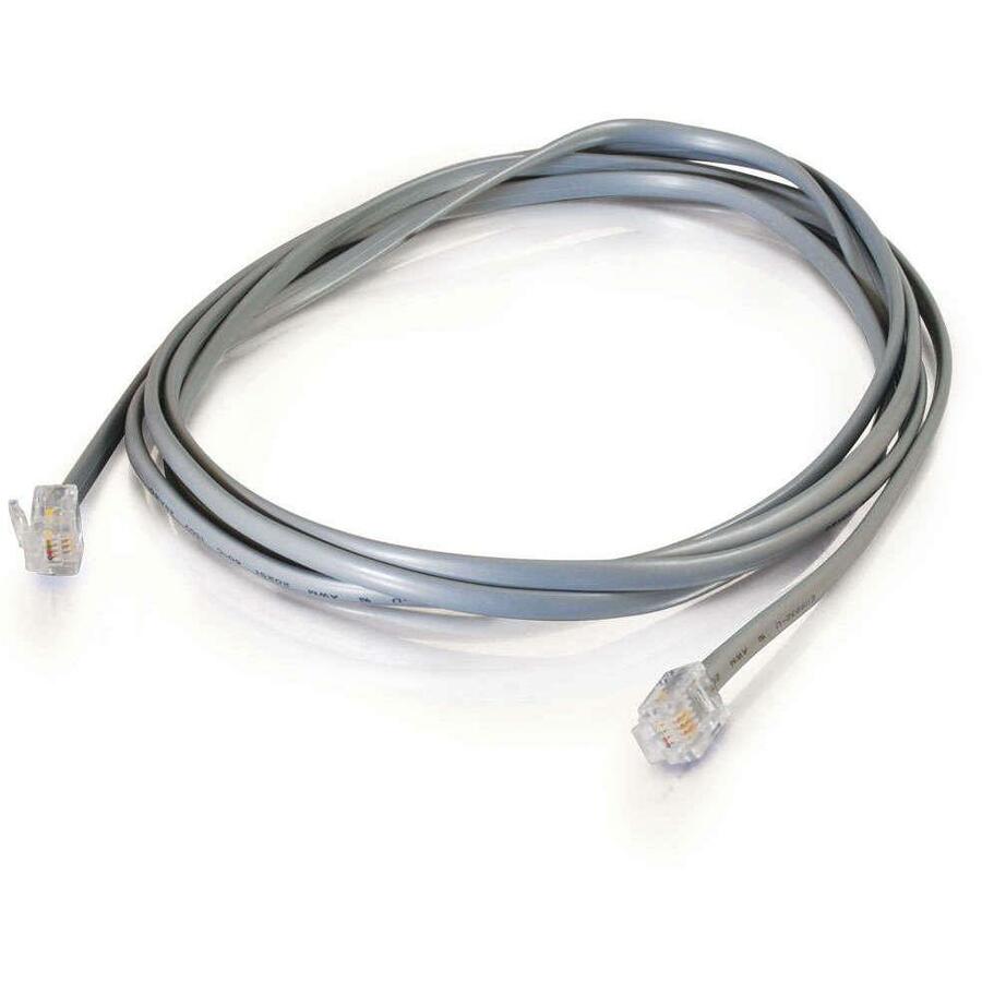 C2G 7ft RJ11 Telephone Cable with Silver Satin Wire and Gold-Plated Connectors